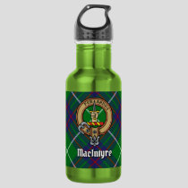 Clan MacIntyre Crest over Tartan Stainless Steel Water Bottle