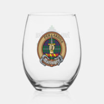 Clan MacIntyre Crest over Tartan Stemless Wine Glass