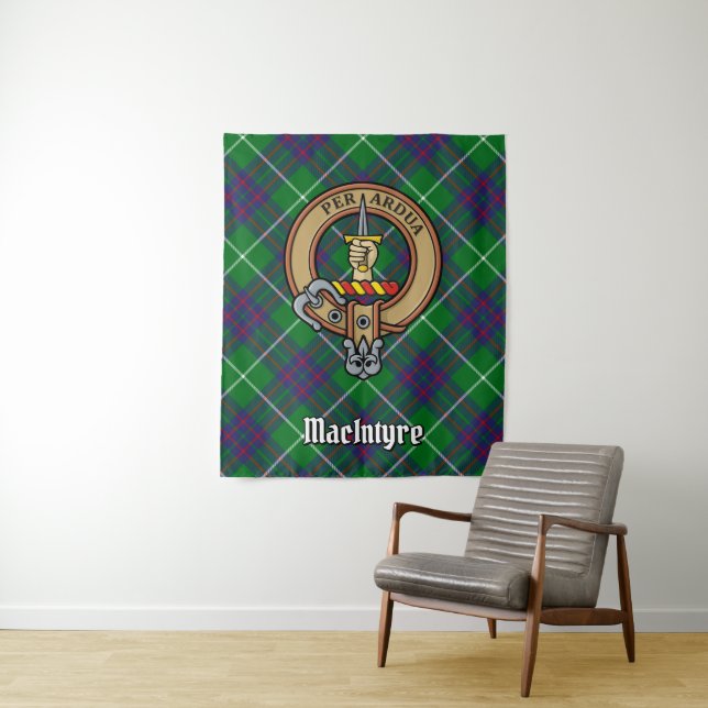 Clan MacIntyre Crest over Tartan Tapestry (In Situ)