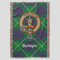 Clan MacIntyre Crest over Tartan Throw Blanket