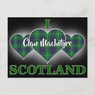 Clan MacIntyre I Love Scotland Tartan Heart Postcard
