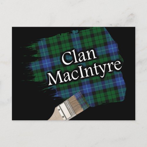 Clan MacIntyre Scottish Tartan Paint Brush Postcard