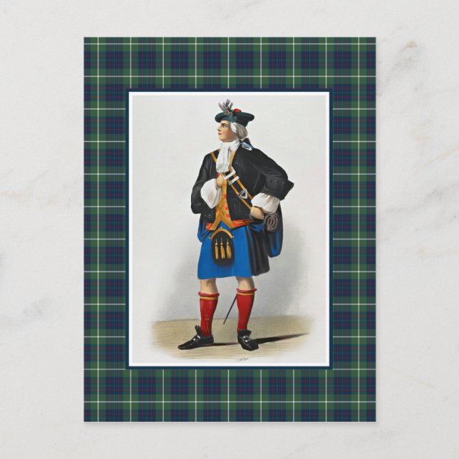 Clan MacIntyre Vintage Illustration Tartan Frame Postcard (Front)
