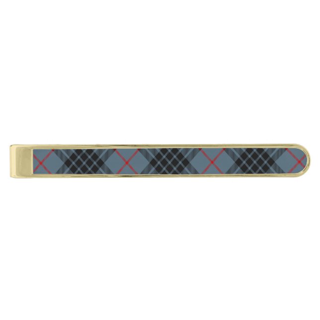 Clan MacKay Blue Tartan Gold Finish Tie Bar (Front)