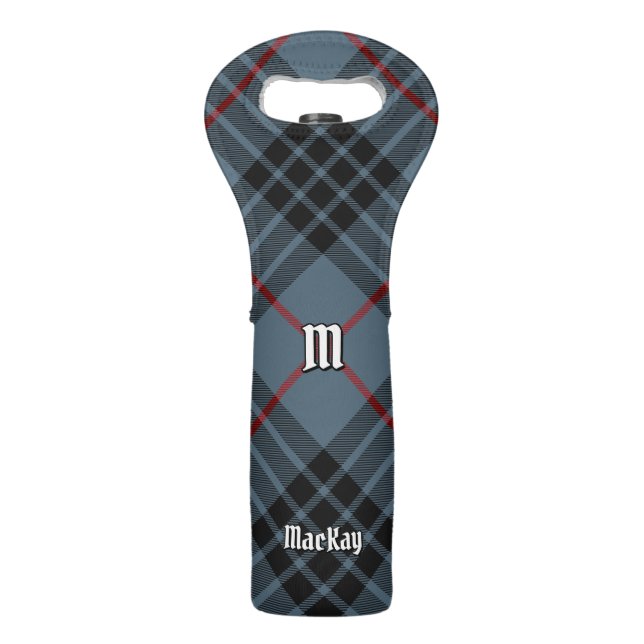 Clan MacKay Blue Tartan Wine Bag (Front)