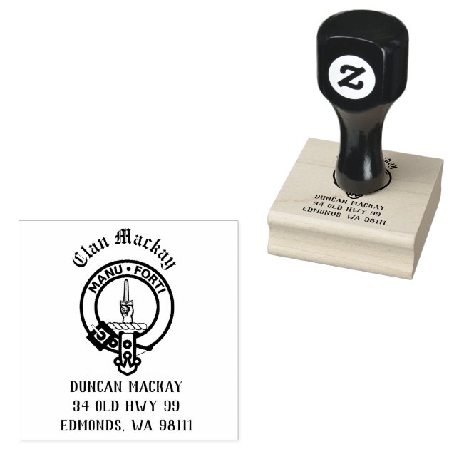 Clan Mackay Crest Badge Customizable Rubber Stamp (Stamped)