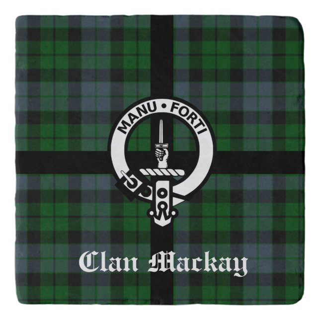 Clan Mackay Crest Badge & Tartan Trivet (Front)