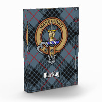 Clan MacKay Crest over Blue Tartan Acrylic Award