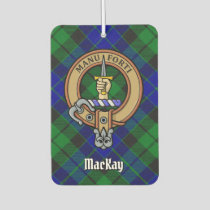 Clan MacKay Crest over Blue Tartan Air Freshener