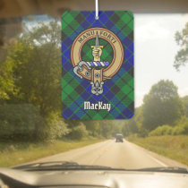 Clan MacKay Crest over Blue Tartan Air Freshener