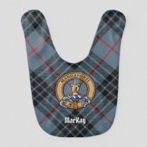 Clan MacKay Crest over Blue Tartan Baby Bib