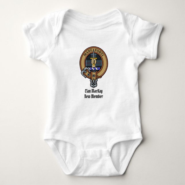 Clan MacKay Crest over Blue Tartan Baby Bodysuit (Front)