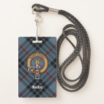 Clan MacKay Crest over Blue Tartan Badge