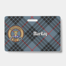 Clan MacKay Crest over Blue Tartan Badge