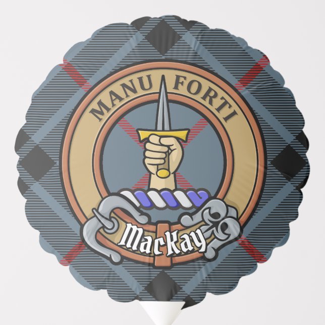 Clan MacKay Crest over Blue Tartan Balloon (Front)