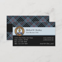 Clan MacKay Crest over Blue Tartan Business Card