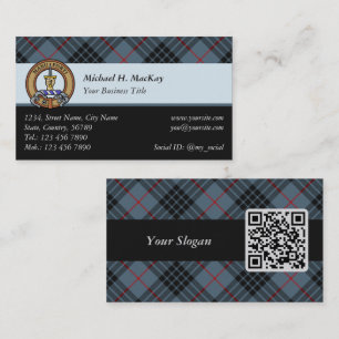 Clan MacKay Crest over Blue Tartan Business Card