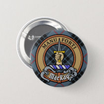 Clan MacKay Crest over Blue Tartan Button