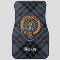 Clan MacKay Crest over Blue Tartan Car Floor Mat