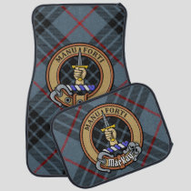 Clan MacKay Crest over Blue Tartan Car Floor Mat