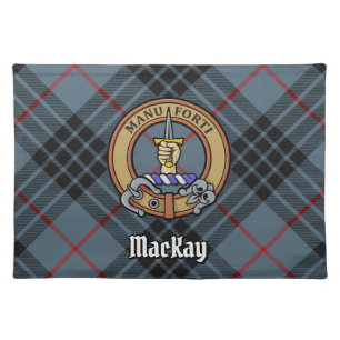 Clan MacKay Crest over Blue Tartan Cloth Placemat