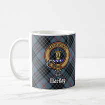 Clan MacKay Crest over Blue Tartan Coffee Mug