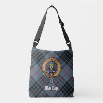 Clan MacKay Crest over Blue Tartan Crossbody Bag