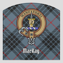 Clan MacKay Crest over Blue Tartan Door Sign