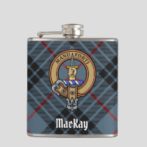 Clan MacKay Crest over Blue Tartan Flask