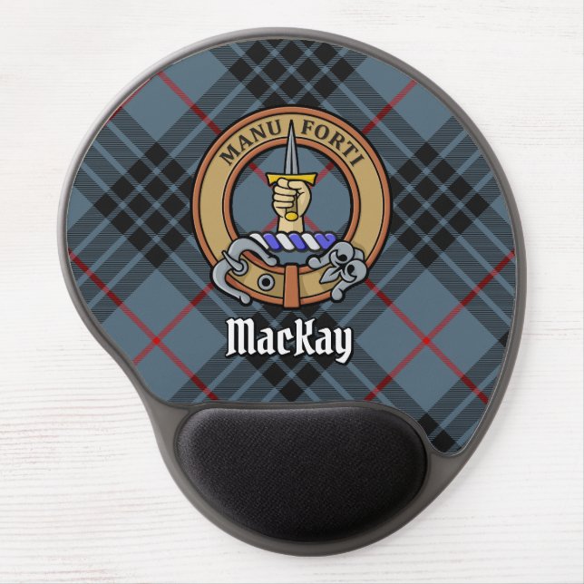 Clan MacKay Crest over Blue Tartan Gel Mouse Pad (Front)