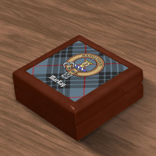 Clan MacKay Crest over Blue Tartan Gift Box