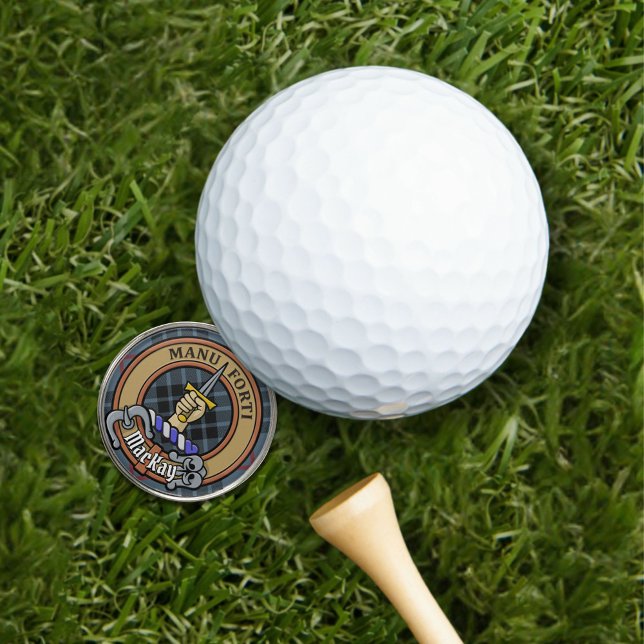 Clan MacKay Crest over Blue Tartan Golf Ball Marker (Creator Uploaded)