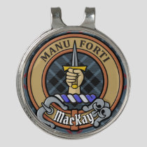 Clan MacKay Crest over Blue Tartan Golf Hat Clip