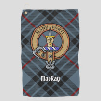 Clan MacKay Crest over Blue Tartan Golf Towel