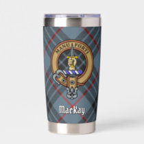 Clan MacKay Crest over Blue Tartan Insulated Tumbler