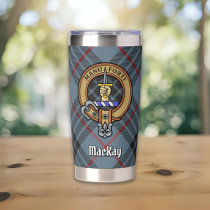 Clan MacKay Crest over Blue Tartan Insulated Tumbler