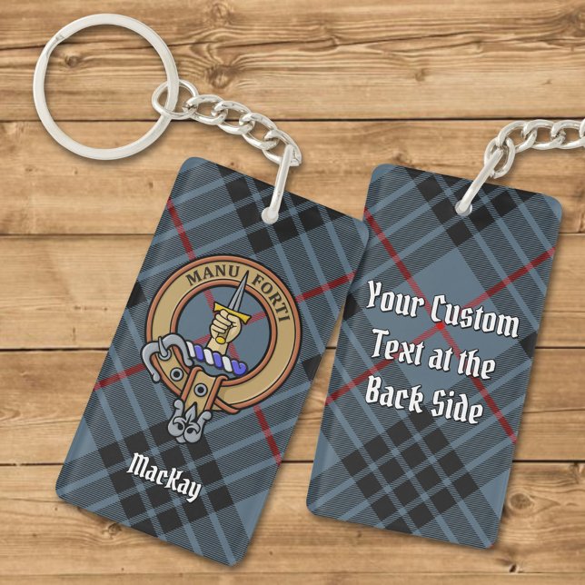 Clan MacKay Crest over Blue Tartan Keychain (Creator Uploaded)