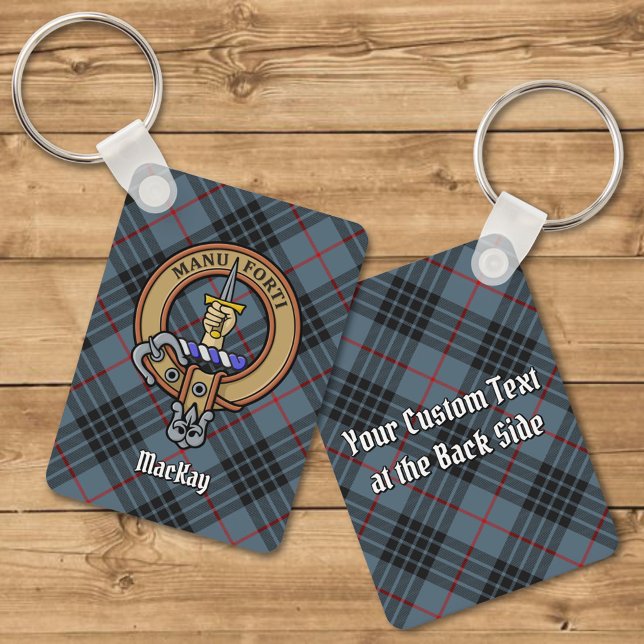 Clan MacKay Crest over Blue Tartan Keychain (Creator Uploaded)