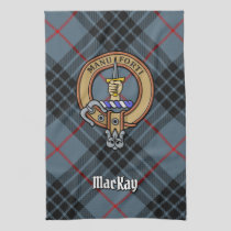 Clan MacKay Crest over Blue Tartan Kitchen Towel