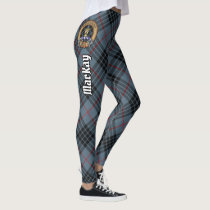 Clan MacKay Crest over Blue Tartan Leggings