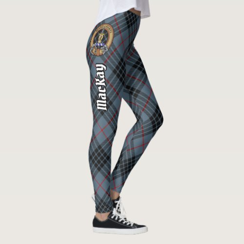 Clan MacKay Crest over Blue Tartan Leggings