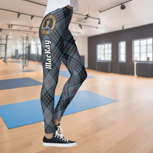 Clan MacKay Crest over Blue Tartan Leggings