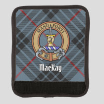 Clan MacKay Crest over Blue Tartan Luggage Handle Wrap