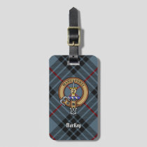 Clan MacKay Crest over Blue Tartan Luggage Tag