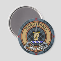 Clan MacKay Crest over Blue Tartan Magnet