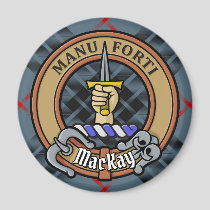 Clan MacKay Crest over Blue Tartan Magnet