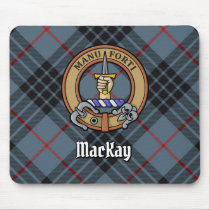 Clan MacKay Crest over Blue Tartan Mouse Pad