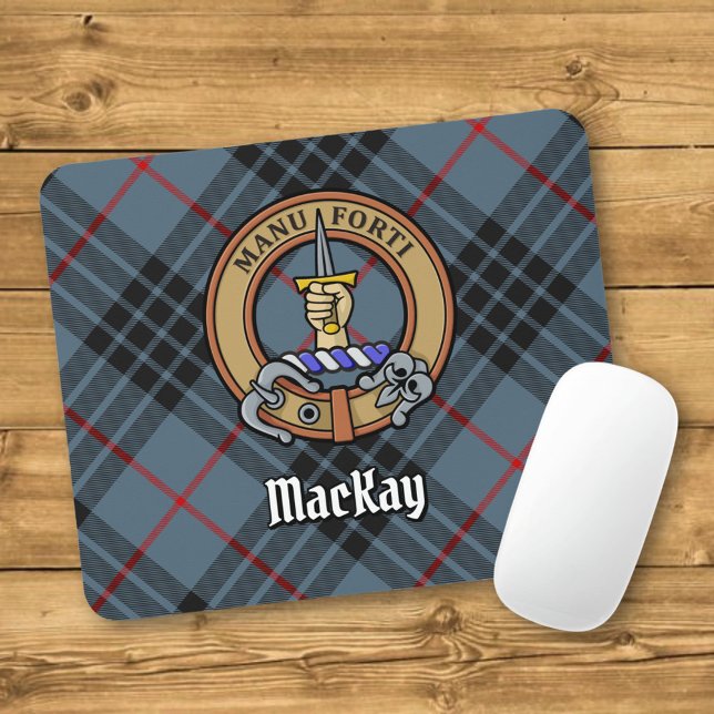 Clan MacKay Crest over Blue Tartan Mouse Pad (Creator Uploaded)