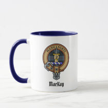 Clan MacKay Crest over Blue Tartan Mug