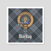 Clan MacKay Crest over Blue Tartan Napkins